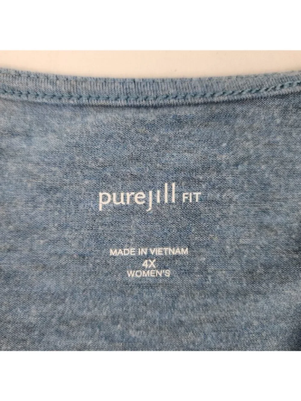 Pure Jill Shirt Womens 4X Plus Blue Long Sleeve Shirt Tail Tee V-Neck KTP106374